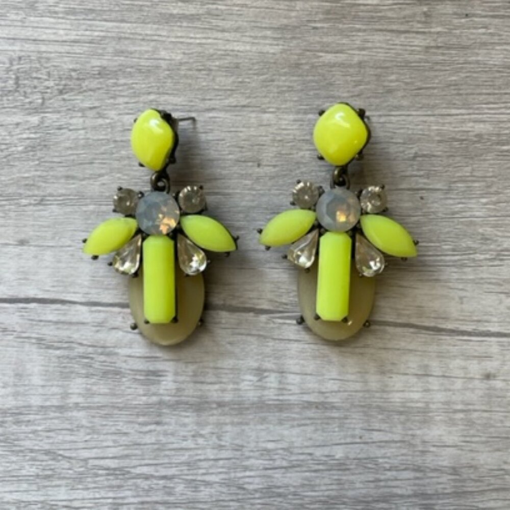 BaubleBar Neon Yellow and Crystal Earrings